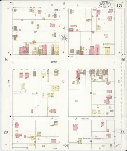 Sanborn Fire Insurance Map from Provo, Utah County, Utah (1908), Sheet #0015 - Complete Map Set gallery image, historic Sanborn map, vintage wall art, Provo Utah