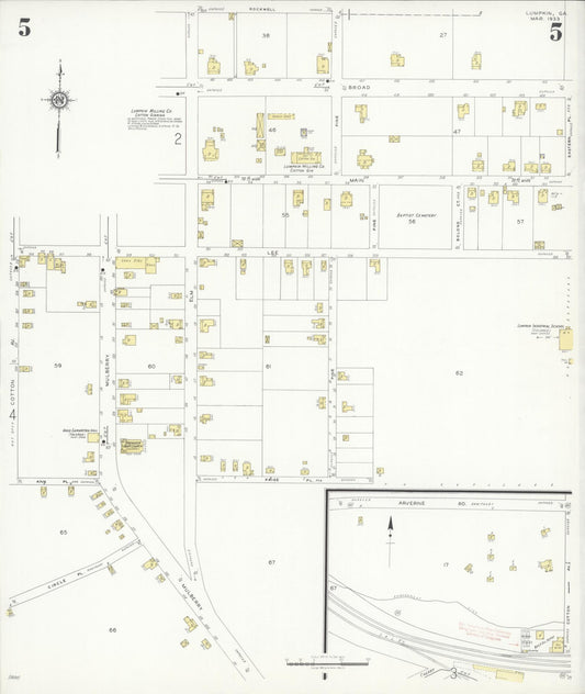 Sanborn Fire Insurance Map from Lumpkin, Stewart County, Georgia (1933), Sheet #0005 - Historic Sanborn Fire Insurance Map Print, vintage old map wall art, antique decor, genealogy gift, Georgia Georgia map