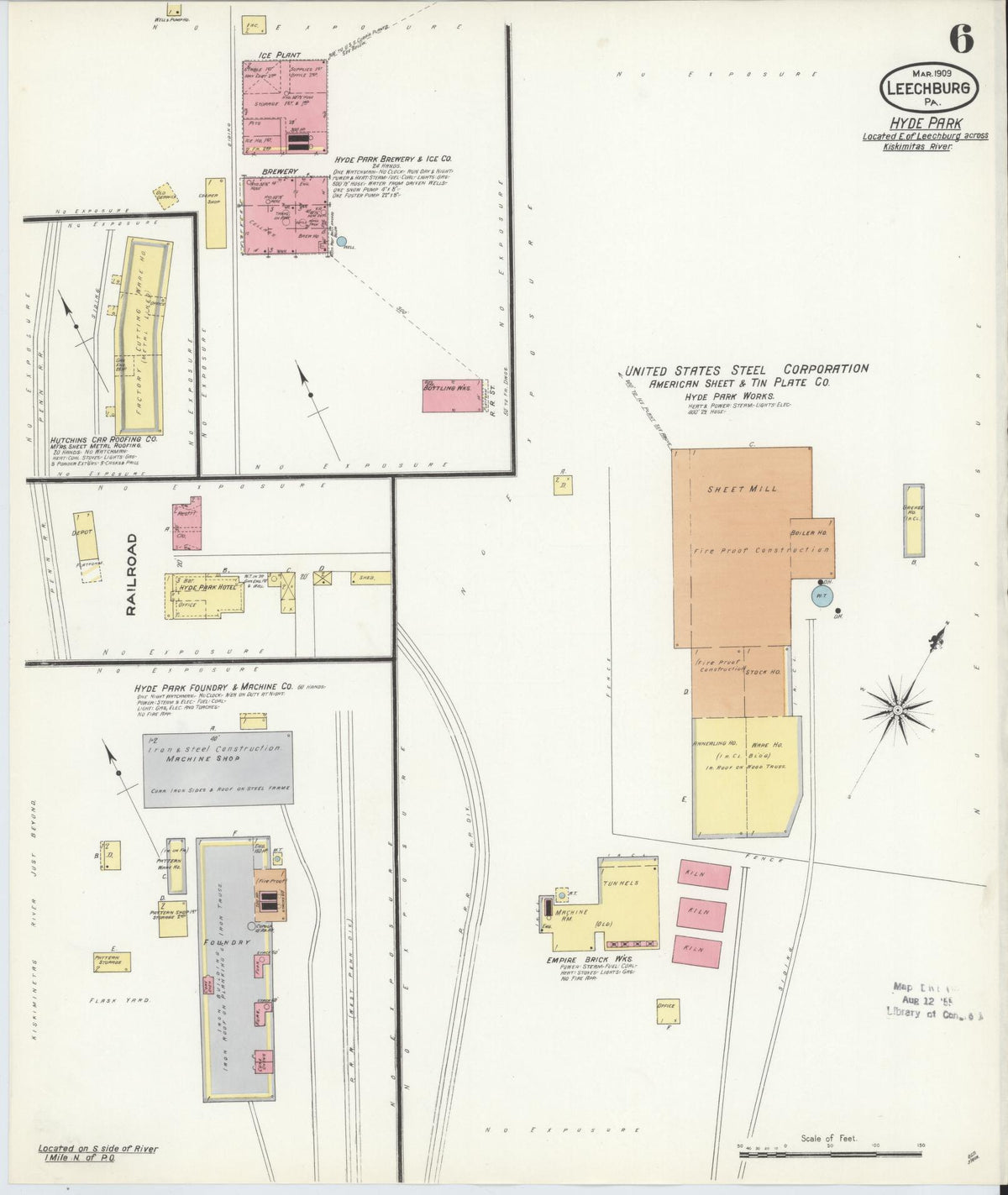 Sanborn Fire Insurance Map from Leechburg, Armstrong County, Pennsylvania (1909), Sheet #0006 - Complete Map Set gallery image, historic Sanborn map, vintage wall art, Pennsylvania Pennsylvania