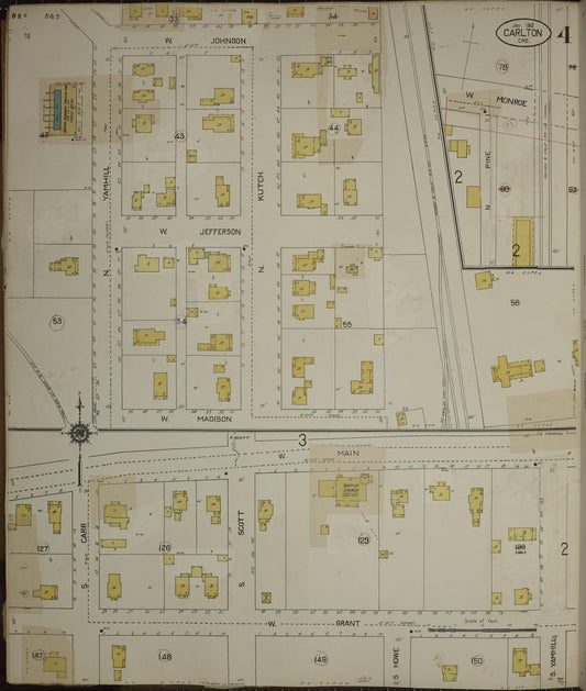 Sanborn Fire Insurance Map from Carlton, Yamhill County, Oregon (1931), Sheet #0004 - Historic Sanborn Fire Insurance Map Print, vintage old map wall art, antique decor, genealogy gift, Oregon Oregon map