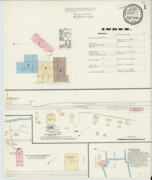 Sanborn Fire Insurance Map from Fayetteville, Lincoln County, Tennessee (1891), Sheet #0001 - Historic Sanborn Fire Insurance Map Print, vintage old map wall art, antique decor, genealogy gift, Tennessee Tennessee map