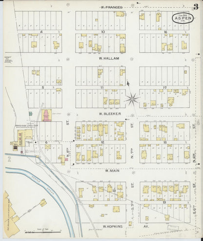 Sanborn Fire Insurance Map from Aspen, Pitkin County, Colorado (1893), Sheet #0003 - Complete Map Set gallery image, historic Sanborn map, vintage wall art, Colorado Colorado