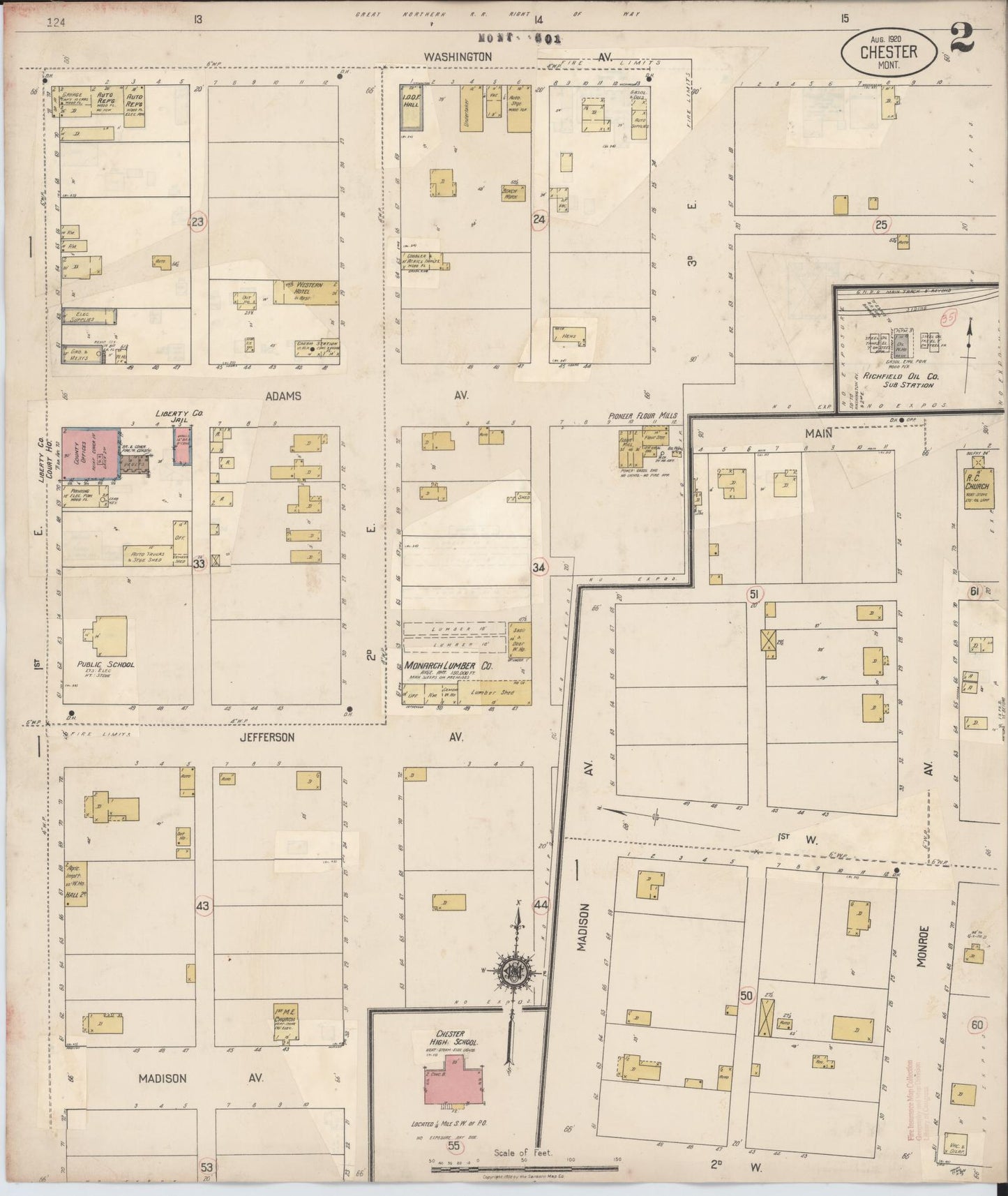 Sanborn Fire Insurance Map from Chester, Liberty County, Montana (1920), Sheet #0002 - Complete Map Set gallery image, historic Sanborn map, vintage wall art, Montana Montana