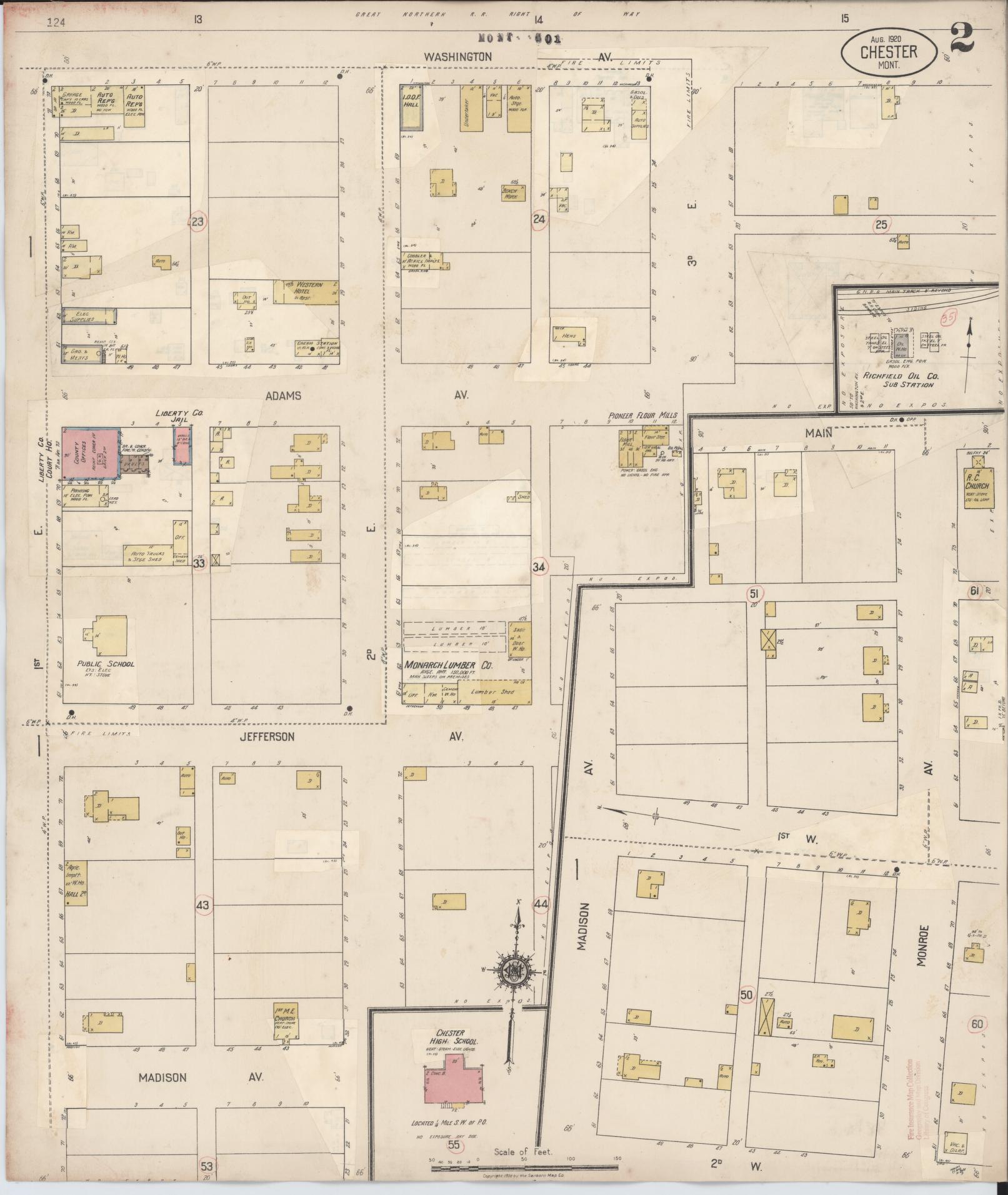 Sanborn Fire Insurance Map from Chester, Liberty County, Montana (1920), Sheet #0002 - Complete Map Set gallery image, historic Sanborn map, vintage wall art, Montana Montana