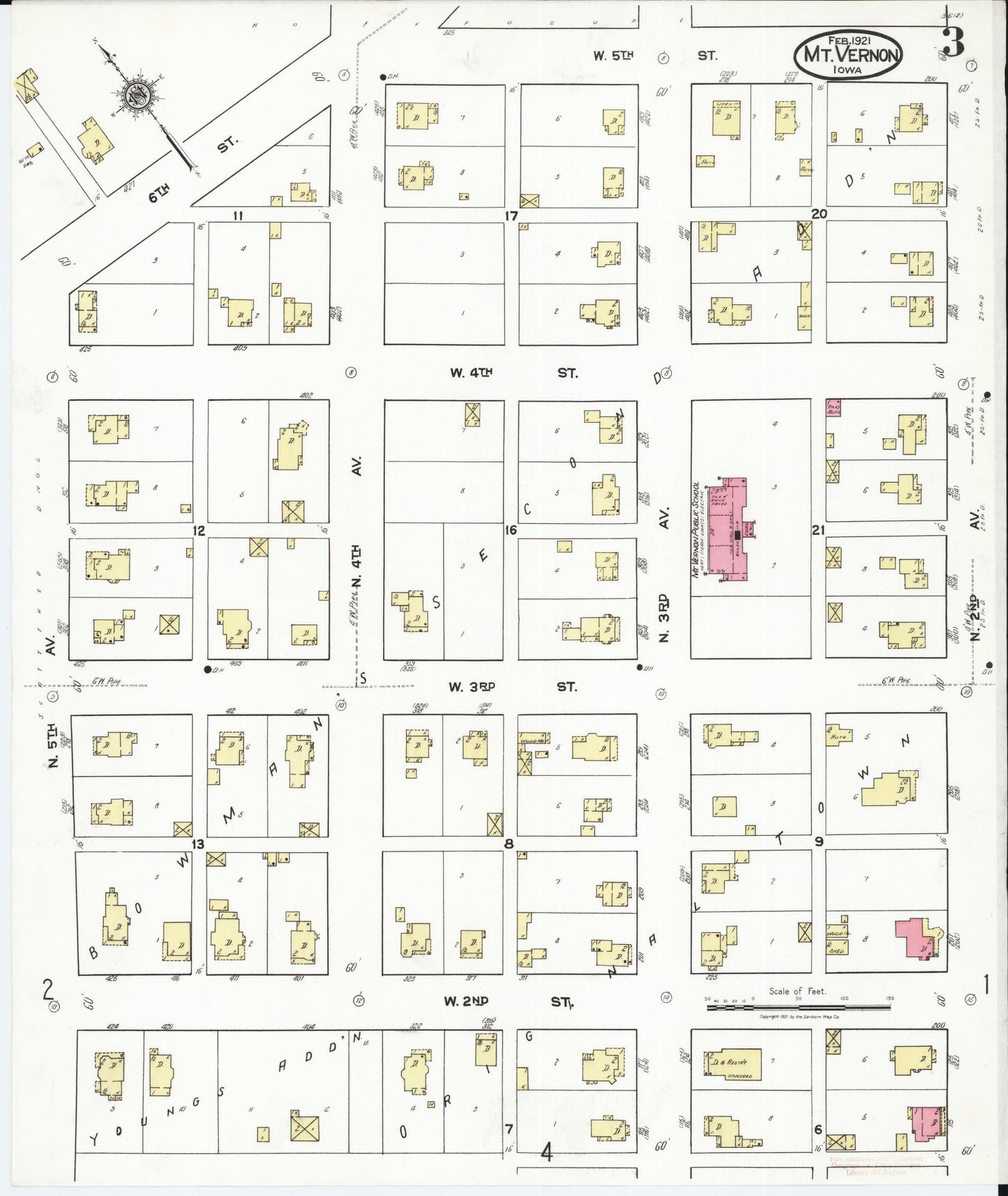 Sanborn Fire Insurance Map from Mount Vernon, Linn County, Iowa (1921), Sheet #0003 - Historic Sanborn Fire Insurance Map Print