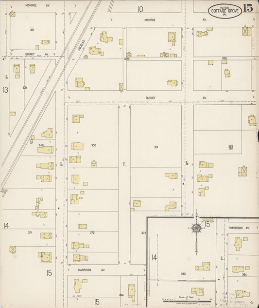 Sanborn Fire Insurance Map from Cottage Grove, Lane County, Oregon (1920), Sheet #0015 - Historic Sanborn Fire Insurance Map Print, vintage old map wall art, antique decor, genealogy gift, Oregon Oregon map