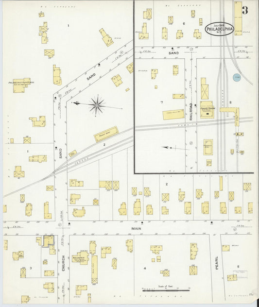 Sanborn Fire Insurance Map from Philadelphia, Jefferson County, New York (1909), Sheet #0003 - Historic Sanborn Fire Insurance Map Print, vintage old map wall art, antique decor, genealogy gift, New York New York map