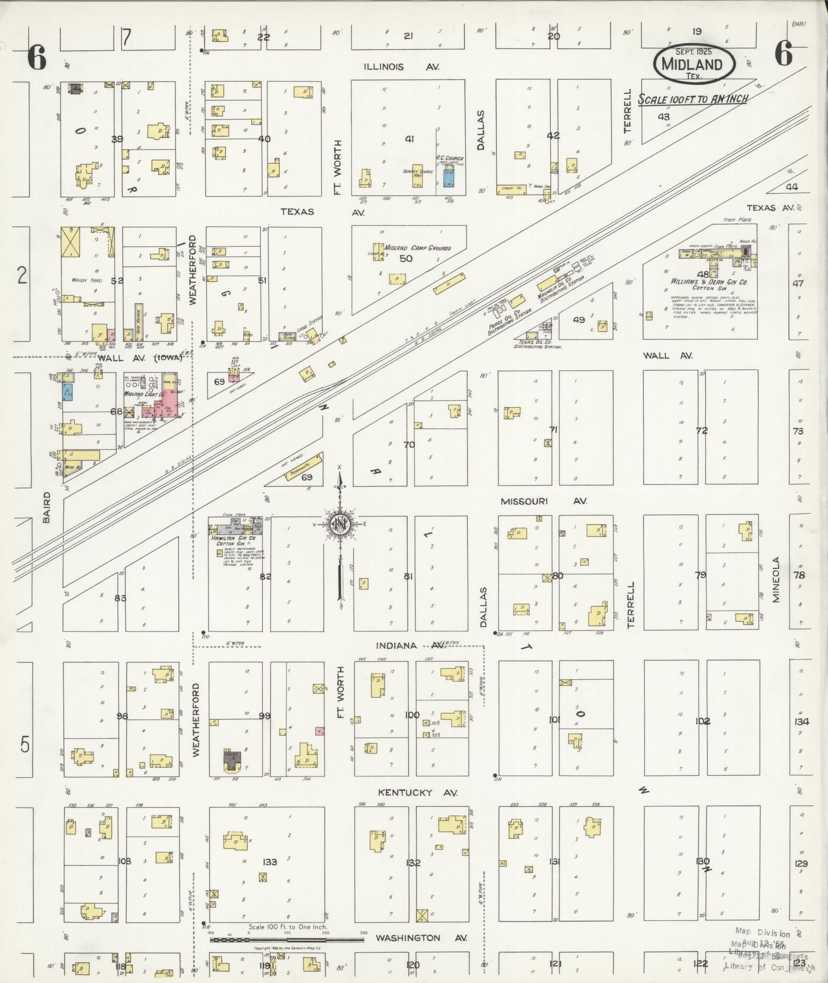 Sanborn Fire Insurance Map from Midland, Midland County, Texas (1925), Sheet #0006 - Complete Map Set gallery image, historic Sanborn map, vintage wall art, Texas Texas