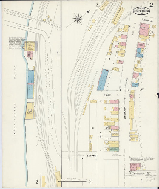 Sanborn Fire Insurance Map from East Dubuque, Jo Daviess County, Illinois (1908), Sheet #0002 - Historic Sanborn Fire Insurance Map Print, vintage old map wall art, antique decor, genealogy gift, Illinois Illinois map