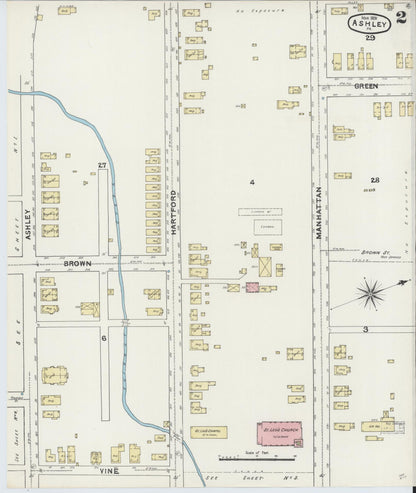 Sanborn Fire Insurance Map from Ashley, Luzerne County, Pennsylvania (1891), Sheet #0002 - Historic Sanborn Fire Insurance Map Print, vintage old map wall art, antique decor, genealogy gift, Pennsylvania Pennsylvania map