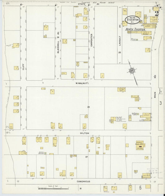 Sanborn Fire Insurance Map from Tiverton, Newport County, Rhode Island (1911), Sheet #0002 - Historic Sanborn Fire Insurance Map Print, vintage old map wall art, antique decor, genealogy gift, Rhode Island Rhode Island map