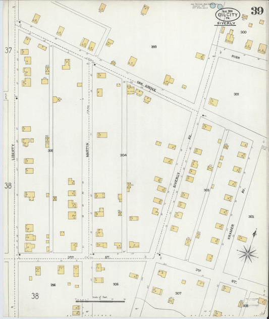 Sanborn Fire Insurance Map from Oil City, Venango County, Pennsylvania (1906), Sheet #0039 - Historic Sanborn Fire Insurance Map Print, vintage old map wall art, antique decor, genealogy gift, Pennsylvania Pennsylvania map