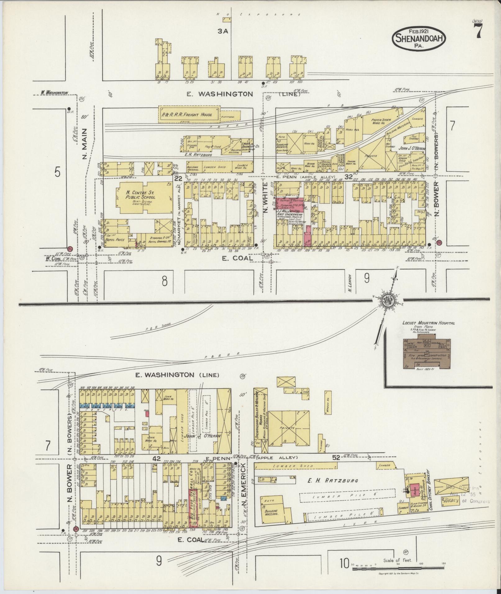 Sanborn Fire Insurance Map from Shenandoah, Schuylkill County, Pennsylvania (1921), Sheet #0007 - Complete Map Set gallery image, historic Sanborn map, vintage wall art, Pennsylvania Pennsylvania