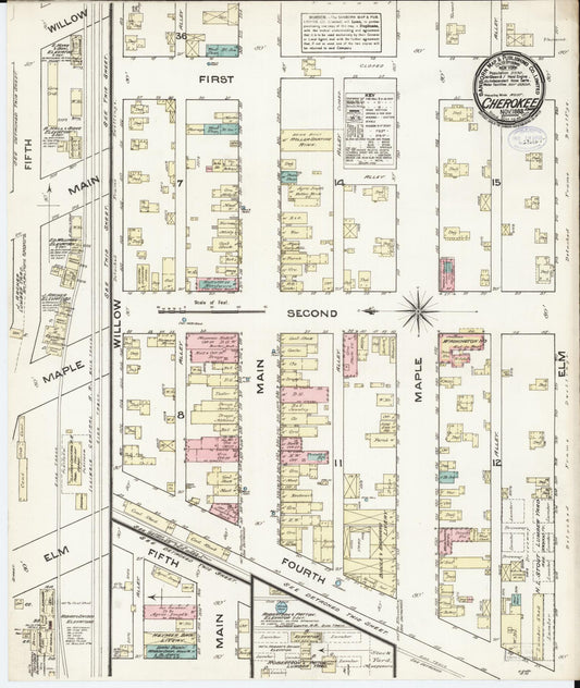 Sanborn Fire Insurance Map from Cherokee, Cherokee County, Iowa (1883), Sheet #0001 - Historic Sanborn Fire Insurance Map Print, vintage old map wall art