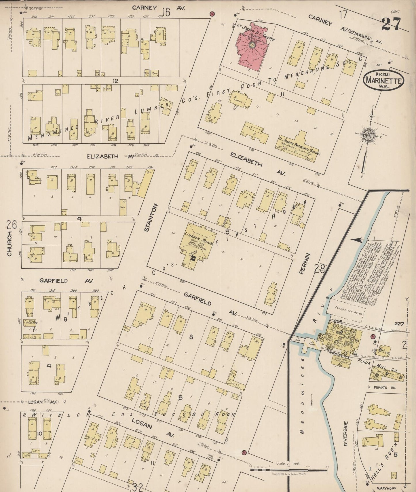 Sanborn Fire Insurance Map from Marinette, Marinette County, Wisconsin (1921), Sheet #0027 - Complete Map Set gallery image, historic Sanborn map, vintage wall art, Wisconsin Wisconsin