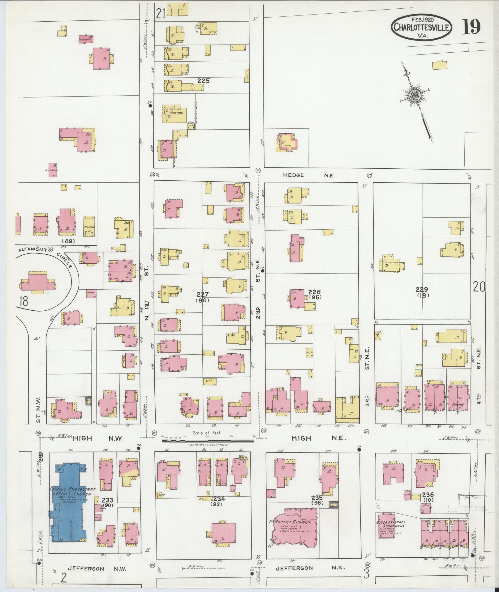 Sanborn Fire Insurance Map from Charlottesville, Independent Cities, Virginia (1920), Sheet #0019 - Complete Map Set gallery image, historic Sanborn map, vintage wall art, Virginia Virginia
