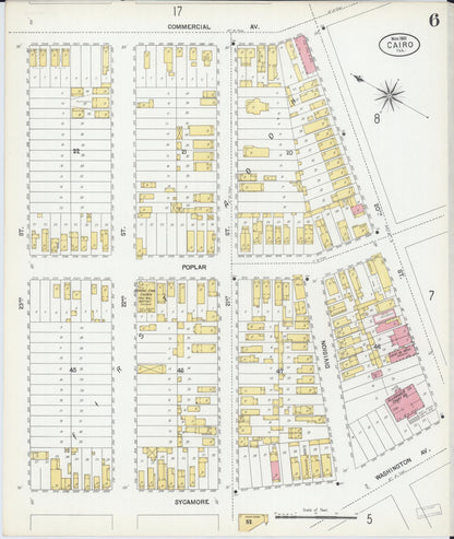 Sanborn Fire Insurance Map from Cairo, Alexander County, Illinois (1901), Sheet #0006 - Complete Map Set gallery image, historic Sanborn map, vintage wall art, Illinois Illinois
