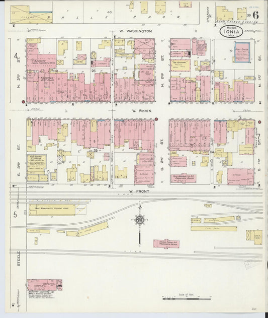 Sanborn Fire Insurance Map from Ionia, Ionia County, Michigan (1914), Sheet #0006 - Historic Sanborn Fire Insurance Map Print, vintage old map wall art, antique decor, genealogy gift, Michigan Michigan map