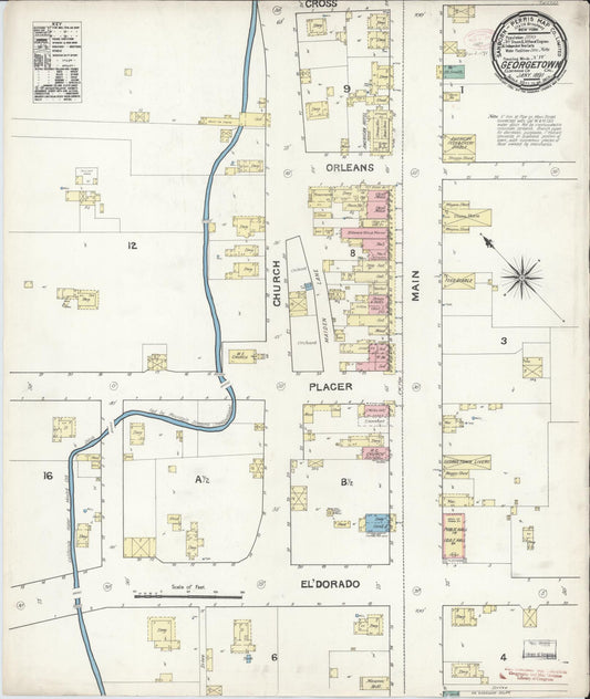 Sanborn Fire Insurance Map from Georgetown, El Dorado County, California (1891), Sheet #0001 - Historic Sanborn Fire Insurance Map Print, vintage old map wall art, antique decor, genealogy gift, California California map