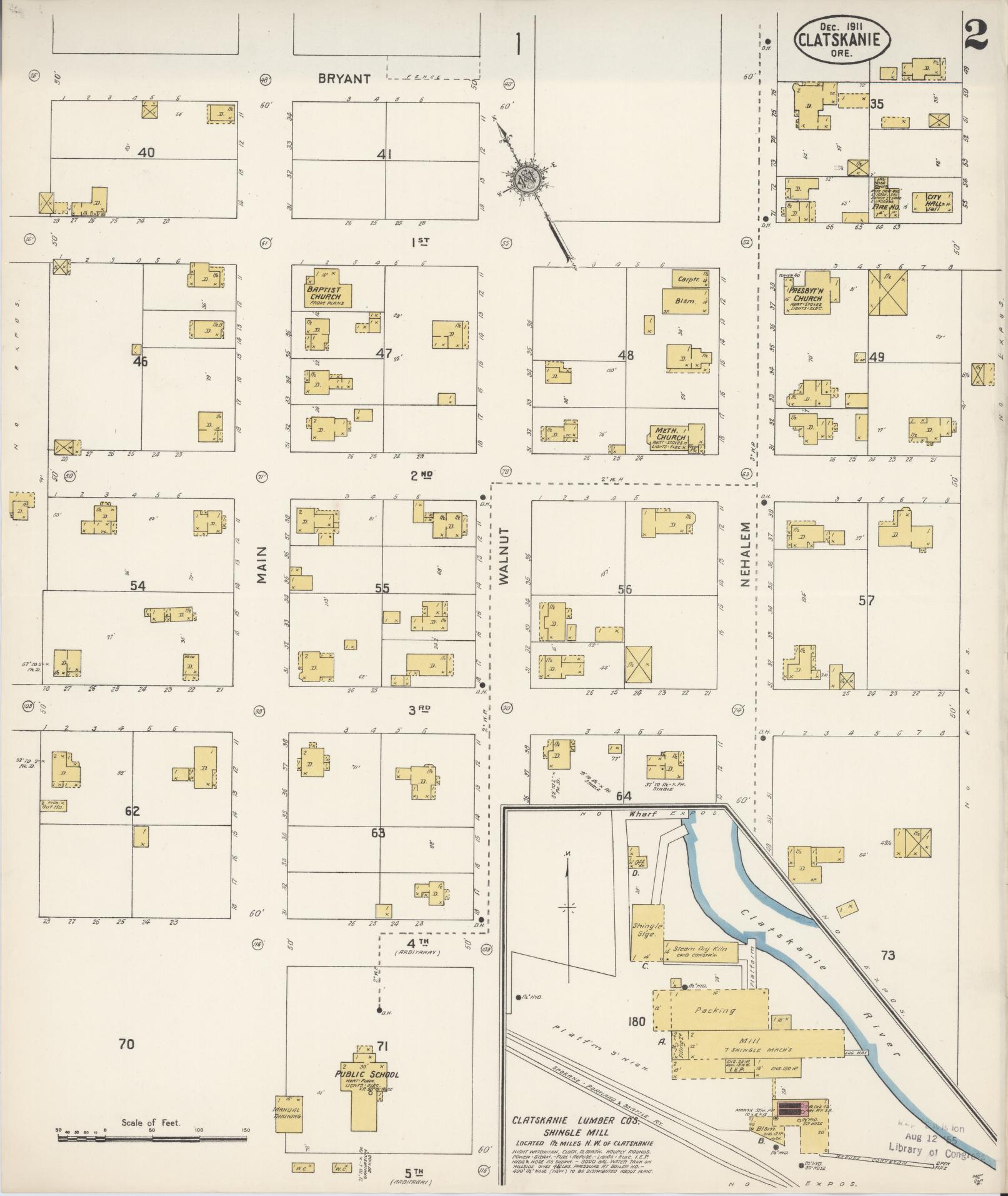 Sanborn Fire Insurance Map from Clatskanie, Columbia County, Oregon (1911), Sheet #0002 - Complete Map Set gallery image, historic Sanborn map, vintage wall art, Oregon Oregon