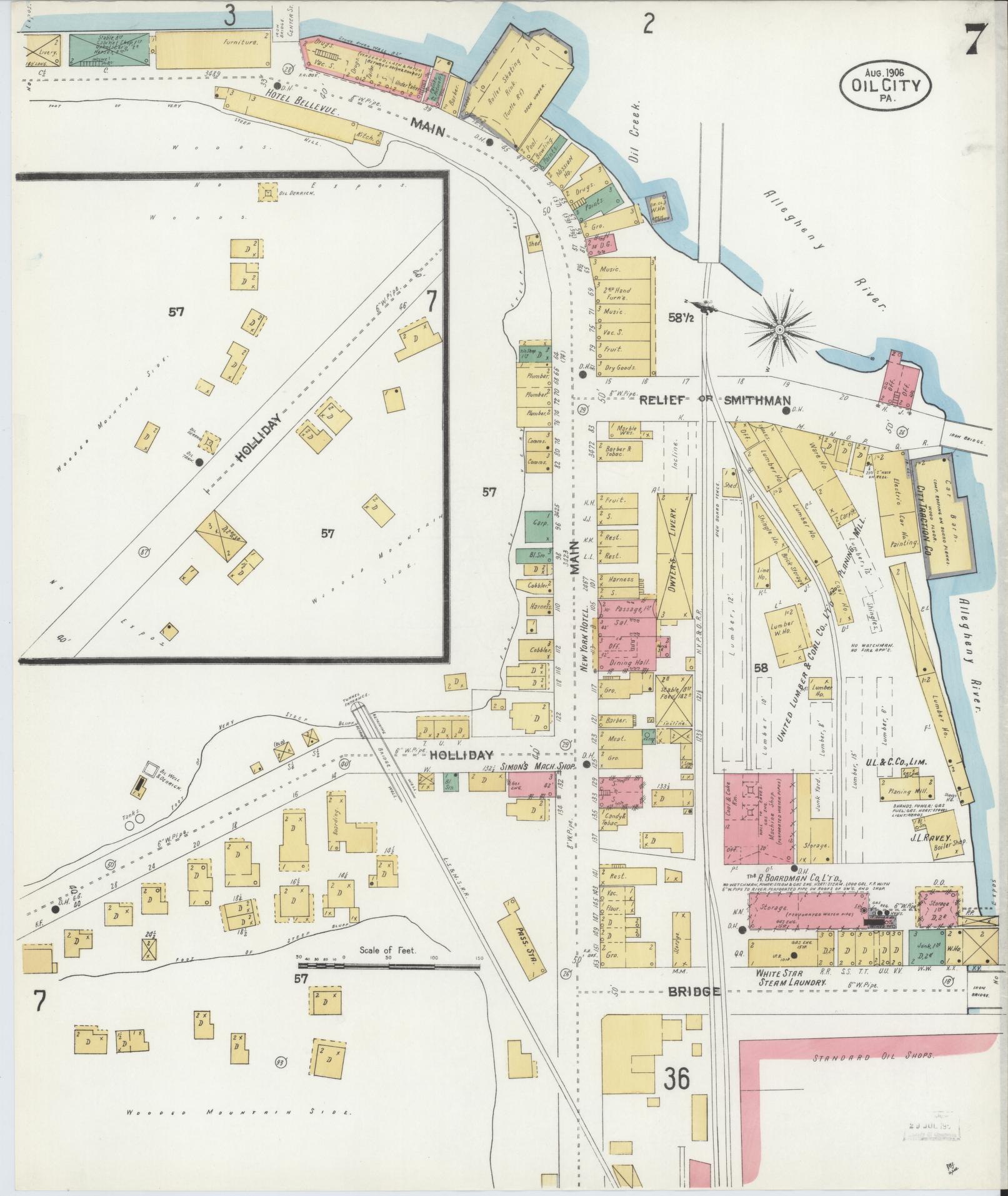 Sanborn Fire Insurance Map from Oil City, Venango County, Pennsylvania (1906), Sheet #0007 - Complete Map Set gallery image, historic Sanborn map, vintage wall art, Pennsylvania Pennsylvania
