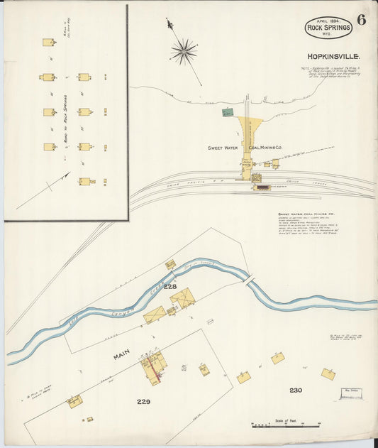 Sanborn Fire Insurance Map from Rock Springs, Sweetwater County, Wyoming (1894), Sheet #0006 - Historic Sanborn Fire Insurance Map Print, vintage old map wall art, antique decor, genealogy gift, Wyoming Wyoming map