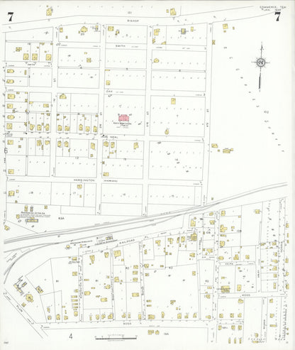 Sanborn Fire Insurance Map from Commerce, Hunt County, Texas (1933), Sheet #0007 - Historic Sanborn Fire Insurance Map Print, vintage old map wall art, antique decor, genealogy gift, Texas Texas map