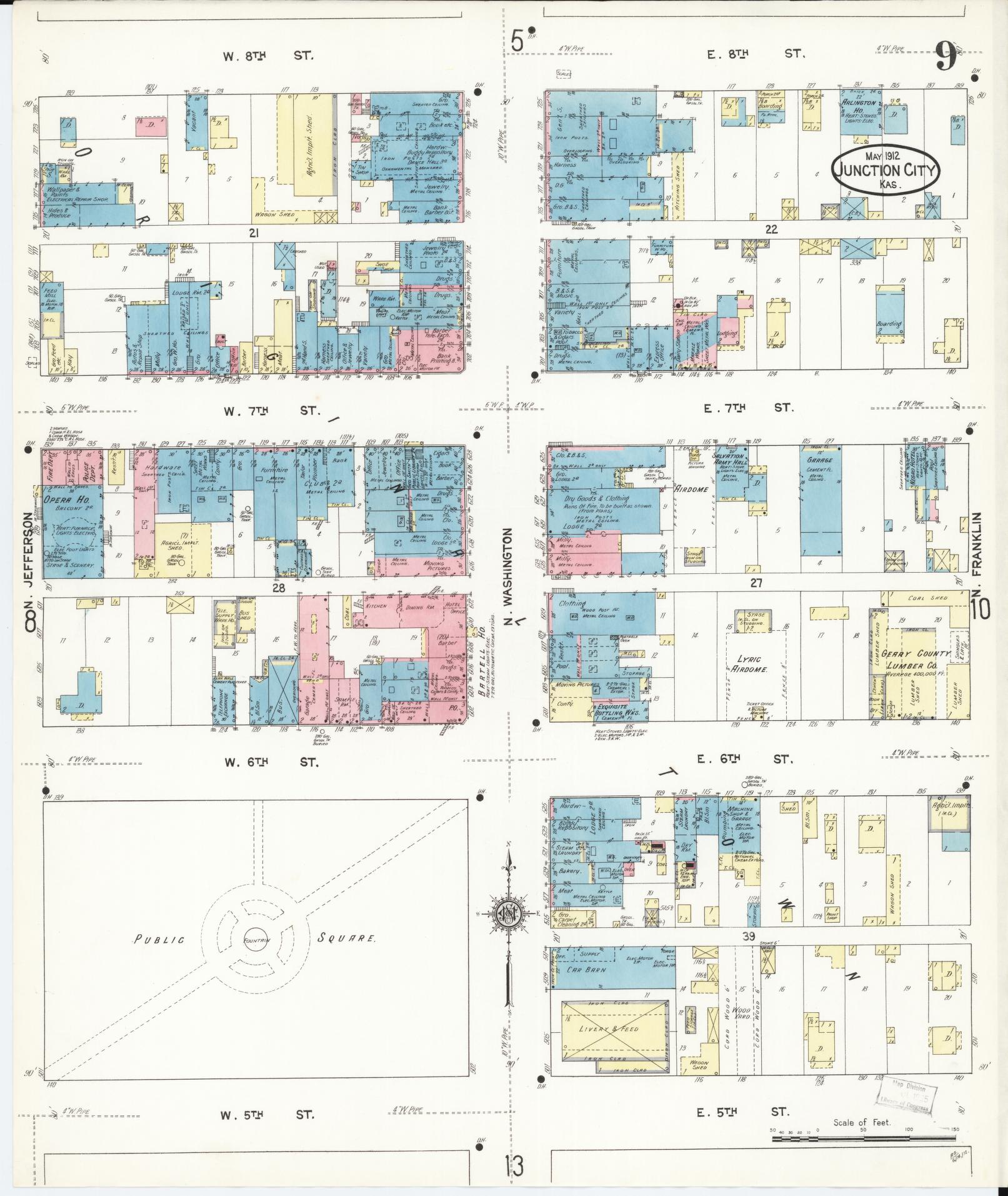 Sanborn Fire Insurance Map from Junction City, Geary County, Kansas (1912), Sheet #0009 - Complete Map Set gallery image, historic Sanborn map, vintage wall art, Kansas Kansas