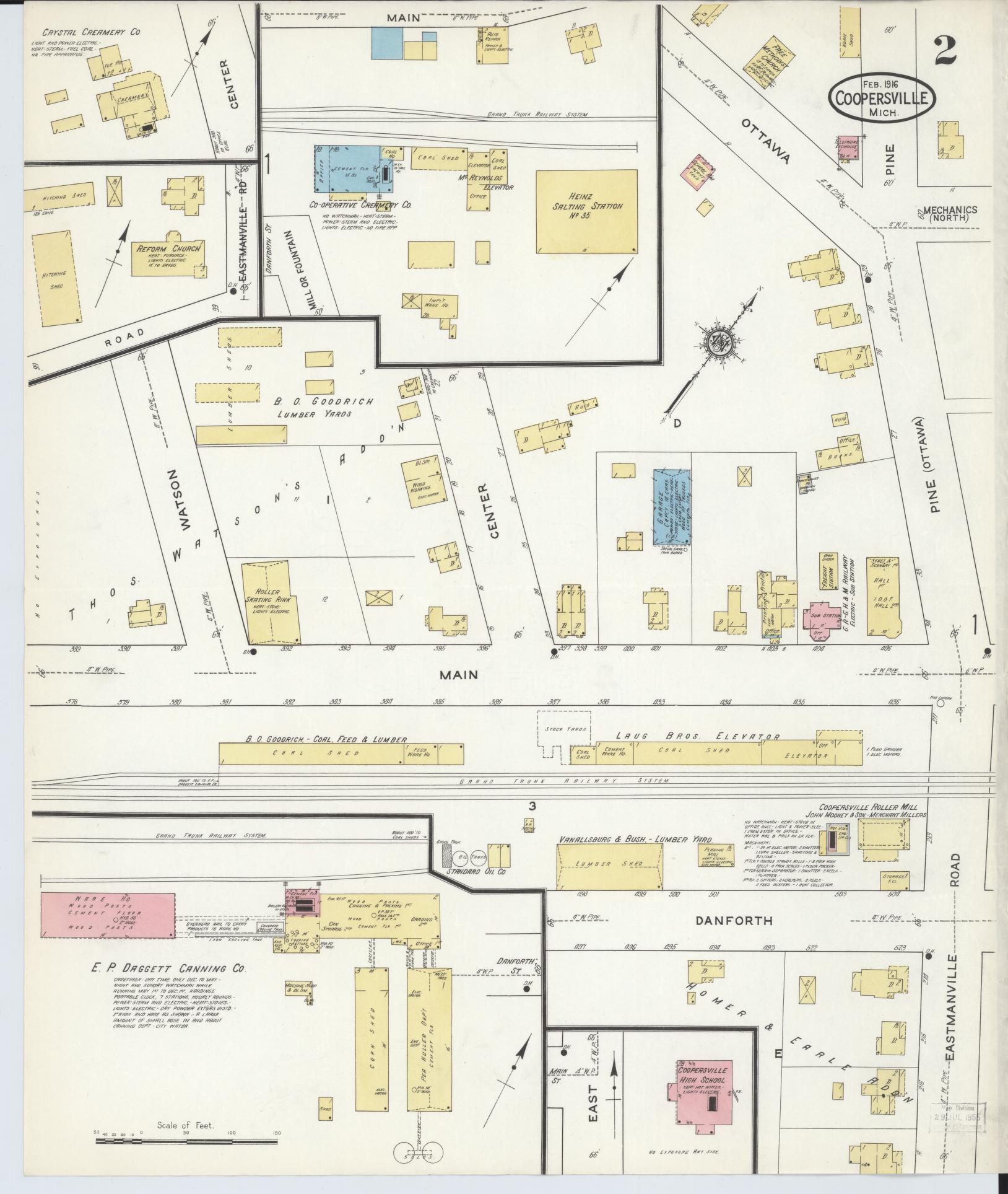 Sanborn Fire Insurance Map from Coopersville, Ottawa County, Michigan (1916), Sheet #0002 - Complete Map Set gallery image, historic Sanborn map, vintage wall art, Michigan Michigan