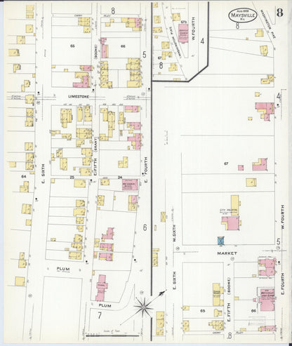 Sanborn Fire Insurance Map from Maysville, Mason County, Kentucky (1908), Sheet #0008 - Complete Map Set gallery image, historic Sanborn map, vintage wall art, Kentucky Kentucky
