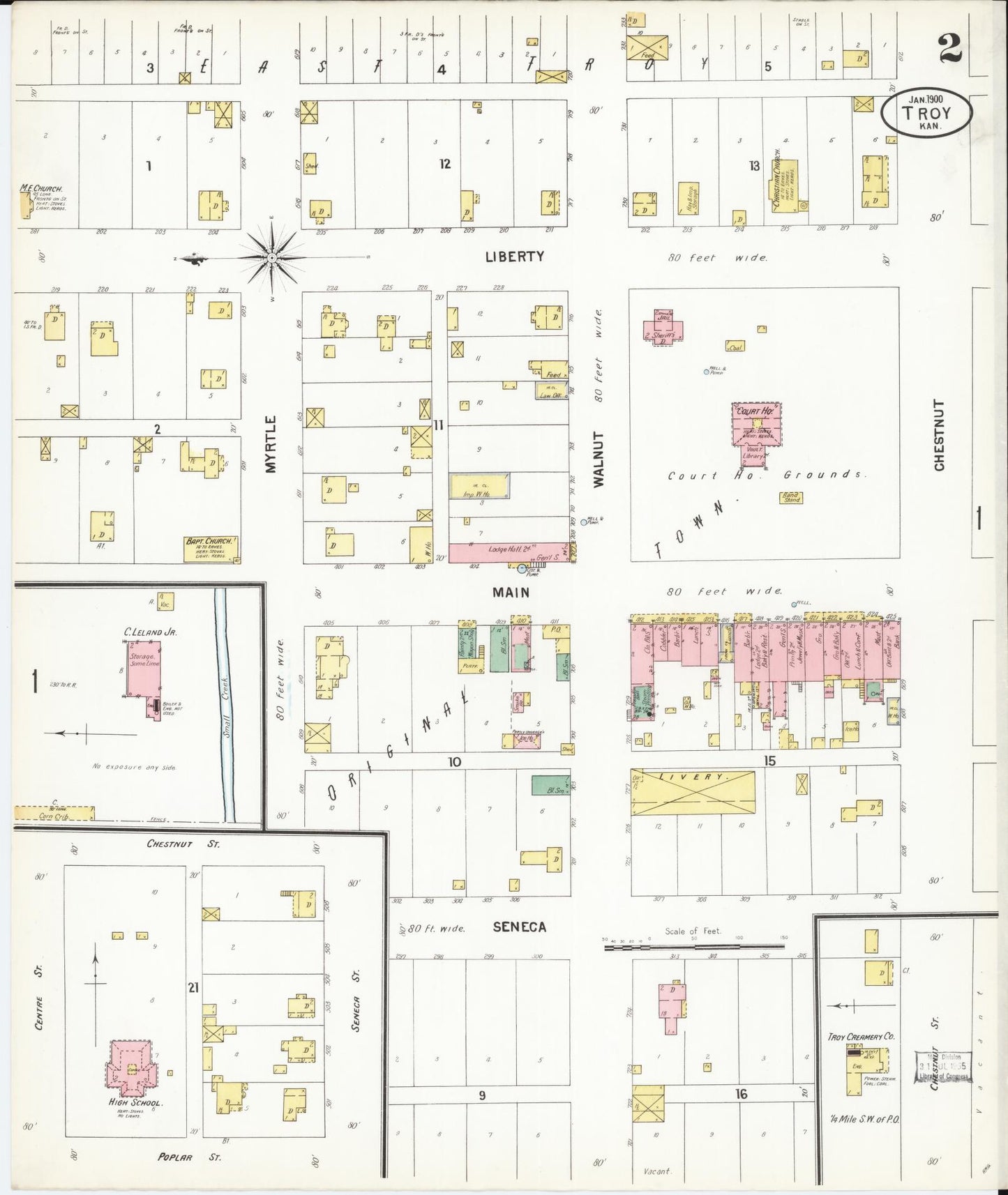 Sanborn Fire Insurance Map from Troy, Doniphan County, Kansas (1900), Sheet #0002 - Complete Map Set gallery image, historic Sanborn map, vintage wall art, Kansas Kansas