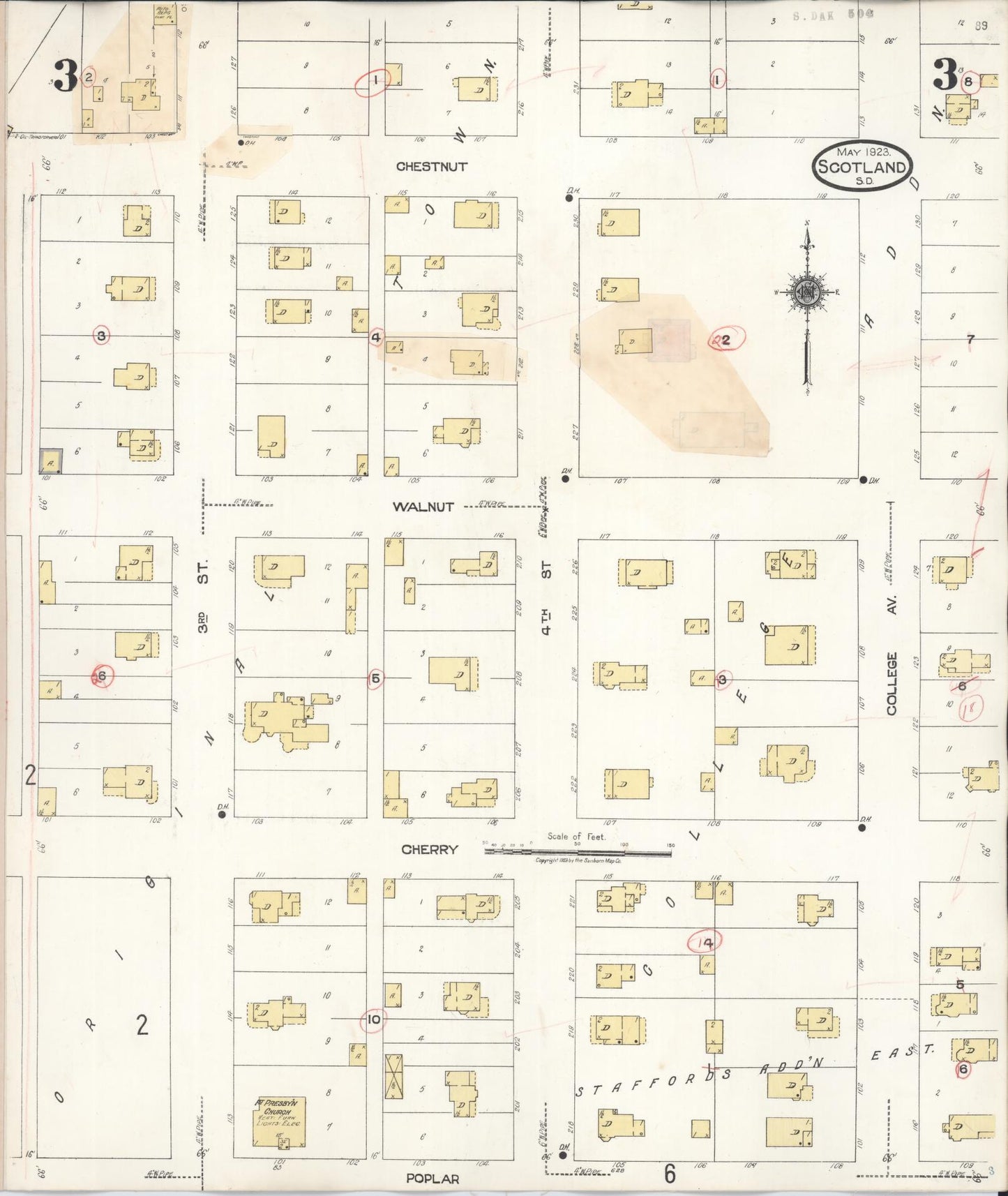Sanborn Fire Insurance Map from Scotland, Bon Homme County, South Dakota (1935), Sheet #0003 - Complete Map Set gallery image, historic Sanborn map, vintage wall art, South Dakota South Dakota