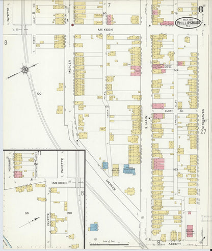 Sanborn Fire Insurance Map from Phillipsburg, Warren County, New Jersey (1916), Sheet #0008 - Complete Map Set gallery image, historic Sanborn map, vintage wall art, New Jersey New Jersey