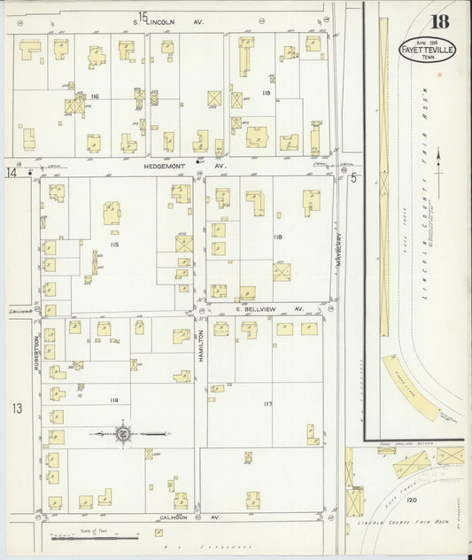 Sanborn Fire Insurance Map from Fayetteville, Lincoln County, Tennessee (1914), Sheet #0018 - Historic Sanborn Fire Insurance Map Print, vintage old map wall art, antique decor, genealogy gift, Tennessee Tennessee map