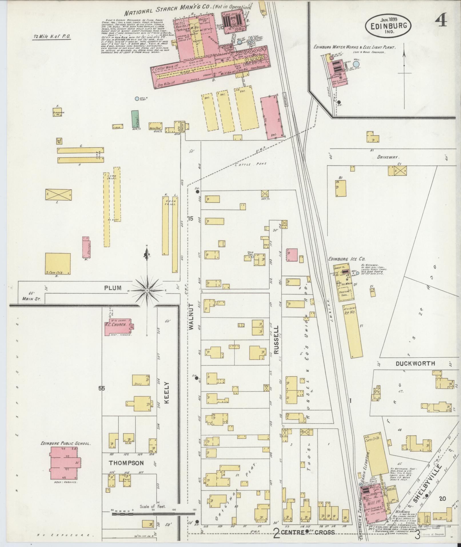 Sanborn Fire Insurance Map from Edinburg, Johnson And Bartholomew Counties, Indiana (1899), Sheet #0004 - Complete Map Set gallery image, historic Sanborn map, vintage wall art, Indiana Indiana