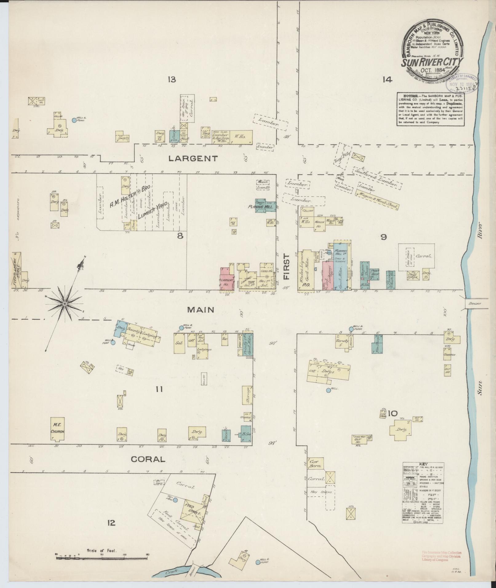 Sanborn Fire Insurance Map from Sun River City, Cascade County, Montana (1884), Sheet #0001 - Historic Sanborn Fire Insurance Map Print, vintage old map wall art, antique decor, genealogy gift, Montana Montana map