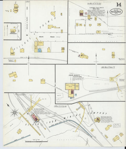 Sanborn Fire Insurance Map from Negaunee, Marquette County, Michigan (1902), Sheet #0014 - Historic Sanborn Fire Insurance Map Print, vintage old map wall art, antique decor, genealogy gift, Michigan Michigan map