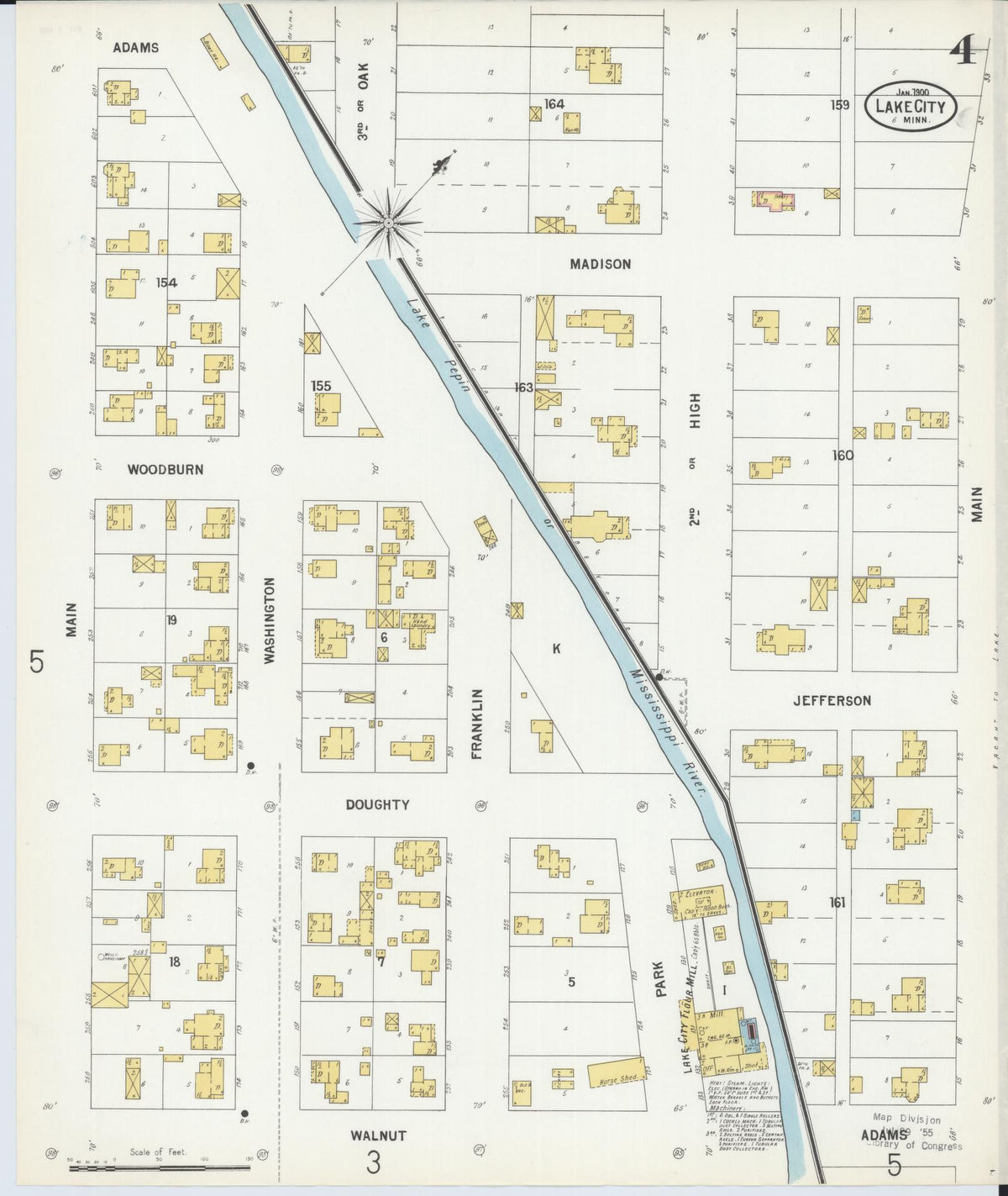 Sanborn Fire Insurance Map from Lake City, Wabasha County, Minnesota (1900), Sheet #0004 - Historic Sanborn Fire Insurance Map Print, vintage old map wall art, antique decor, genealogy gift, Minnesota Minnesota map