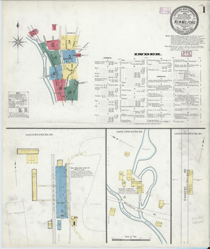 Sanborn Fire Insurance Map from New Milford, Litchfield County, Connecticut (1909), Sheet #0001 - Complete Map Set gallery image, historic Sanborn map, vintage wall art, Connecticut Connecticut