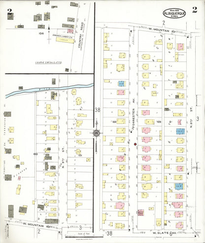 Sanborn Fire Insurance Map from Albuquerque, Bernalillo County, New Mexico (1924), Sheet #0002 - Complete Map Set gallery image, historic Sanborn map, vintage wall art, New Mexico New Mexico