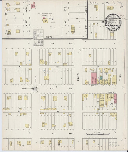 Sanborn Fire Insurance Map from Madison, Lac Qui Parle County, Minnesota (1894), Sheet #0001 - Complete Map Set gallery image, historic Sanborn map, vintage wall art, Minnesota Minnesota