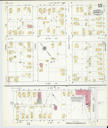 Sanborn Fire Insurance Map from Monroe, Monroe County, Michigan (1916), Sheet #0015 - Historic Sanborn Fire Insurance Map Print, vintage old map wall art, antique decor, genealogy gift, Michigan Michigan map