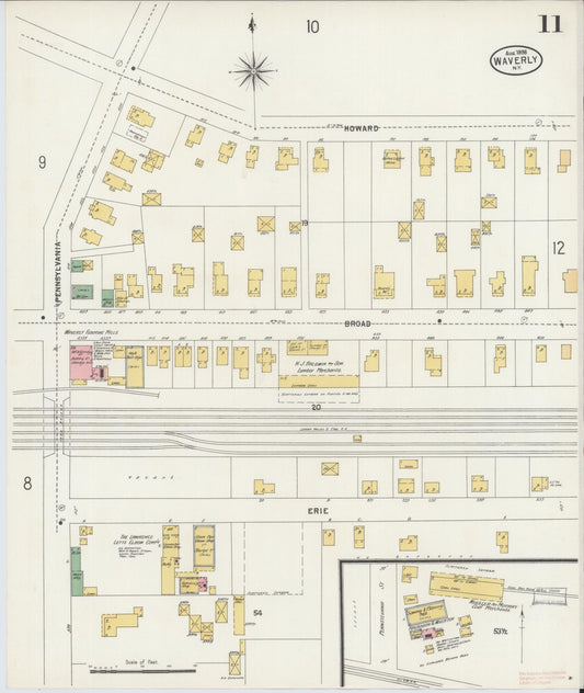 Sanborn Fire Insurance Map from Waverly, Tioga County, New York (1898), Sheet #0011 - Historic Sanborn Fire Insurance Map Print, vintage old map wall art, antique decor, genealogy gift, New York New York map
