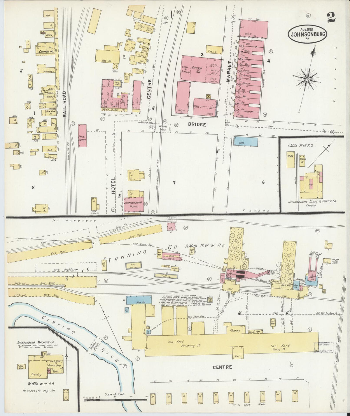 Sanborn Fire Insurance Map from Johnsonburg, Elk County, Pennsylvania (1898), Sheet #0002 - Historic Sanborn Fire Insurance Map Print, vintage old map wall art, antique decor, genealogy gift, Pennsylvania Pennsylvania map