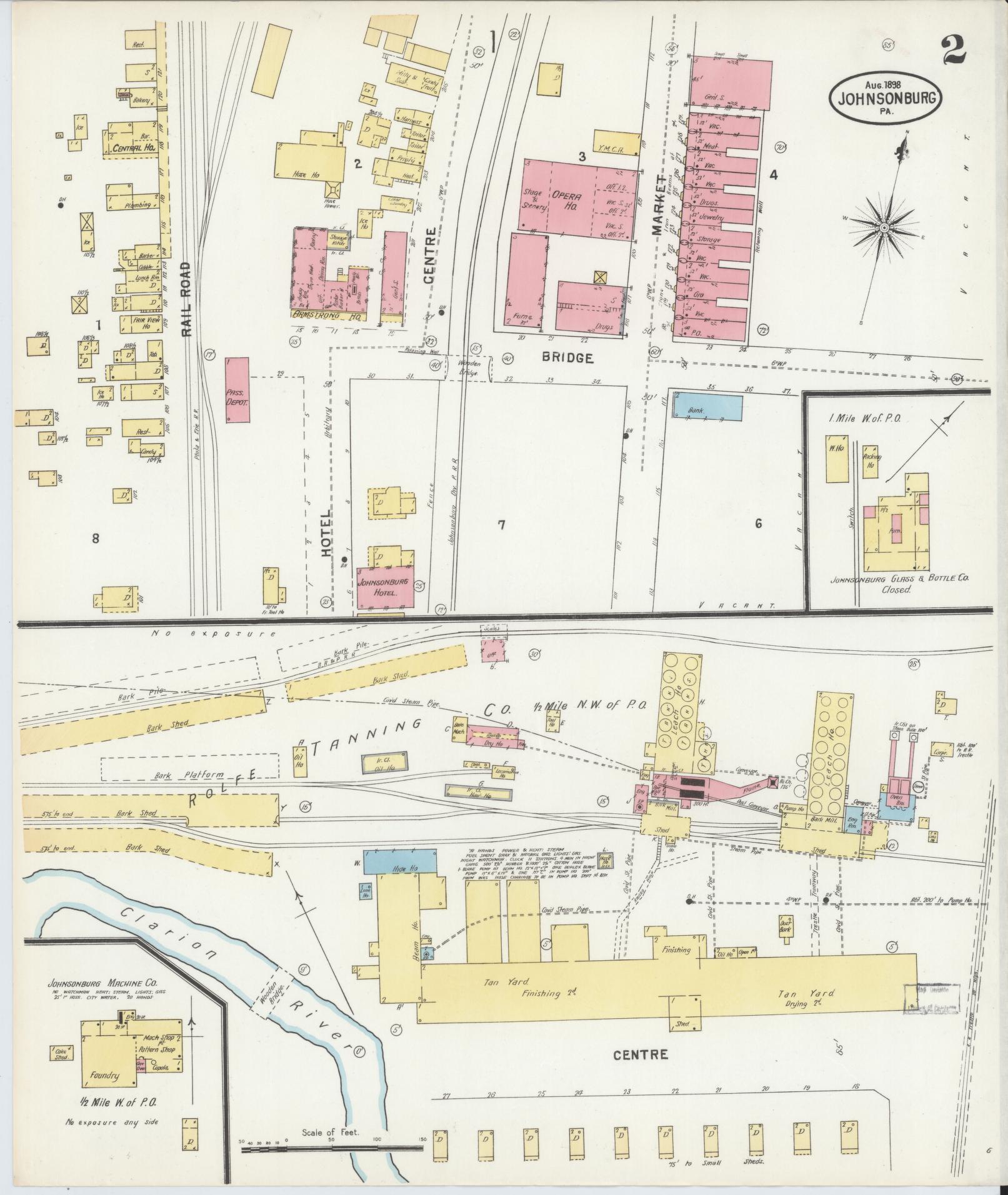 Sanborn Fire Insurance Map from Johnsonburg, Elk County, Pennsylvania (1898), Sheet #0002 - Historic Sanborn Fire Insurance Map Print, vintage old map wall art, antique decor, genealogy gift, Pennsylvania Pennsylvania map