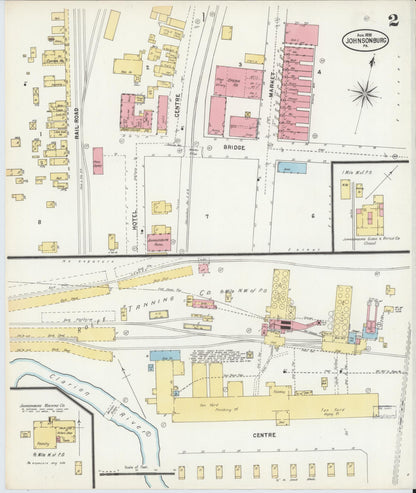 Sanborn Fire Insurance Map from Johnsonburg, Elk County, Pennsylvania (1898), Sheet #0002 - Historic Sanborn Fire Insurance Map Print, vintage old map wall art, antique decor, genealogy gift, Pennsylvania Pennsylvania map