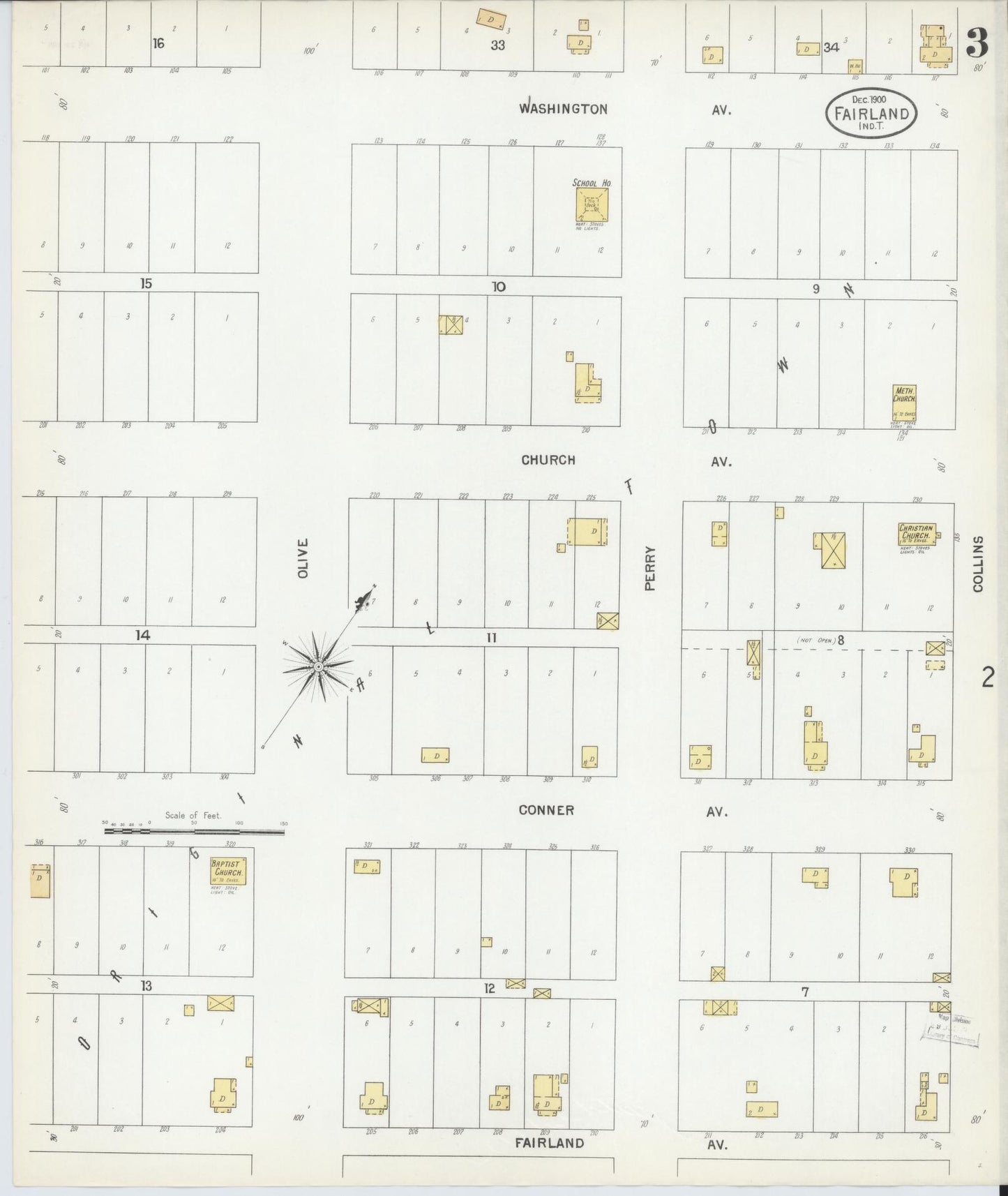 Sanborn Fire Insurance Map from Fairland, Ottawa County, Oklahoma (1900), Sheet #0003 - Complete Map Set gallery image, historic Sanborn map, vintage wall art, Oklahoma Oklahoma