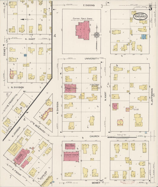 Sanborn Fire Insurance Map from Harvard, McHenry County, Illinois (1922), Sheet #0005 - Historic Sanborn Fire Insurance Map Print, vintage old map wall art, antique decor, genealogy gift, Illinois Illinois map