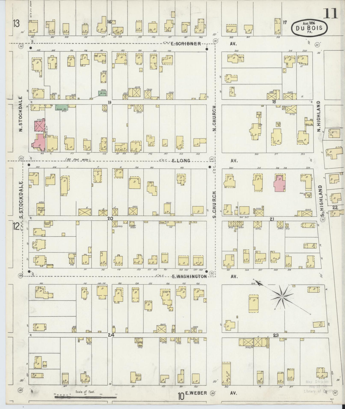 Sanborn Fire Insurance Map from Du Bois, Clearfield County, Pennsylvania (1896), Sheet #0011 - Complete Map Set gallery image, historic Sanborn map, vintage wall art, Pennsylvania Pennsylvania