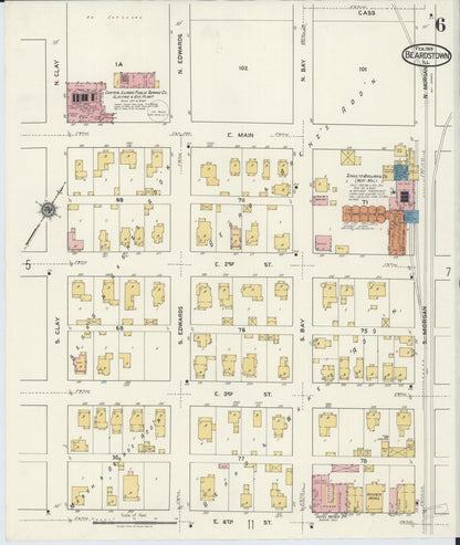 Sanborn Fire Insurance Map from Beardstown, Cass County, Illinois (1919), Sheet #0006 - Complete Map Set gallery image, historic Sanborn map, vintage wall art, Illinois Illinois
